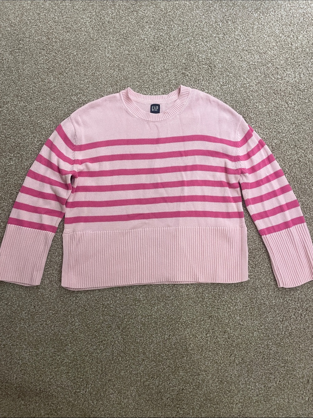 GAP Light Pink Sweater with Hot Pink Stripes